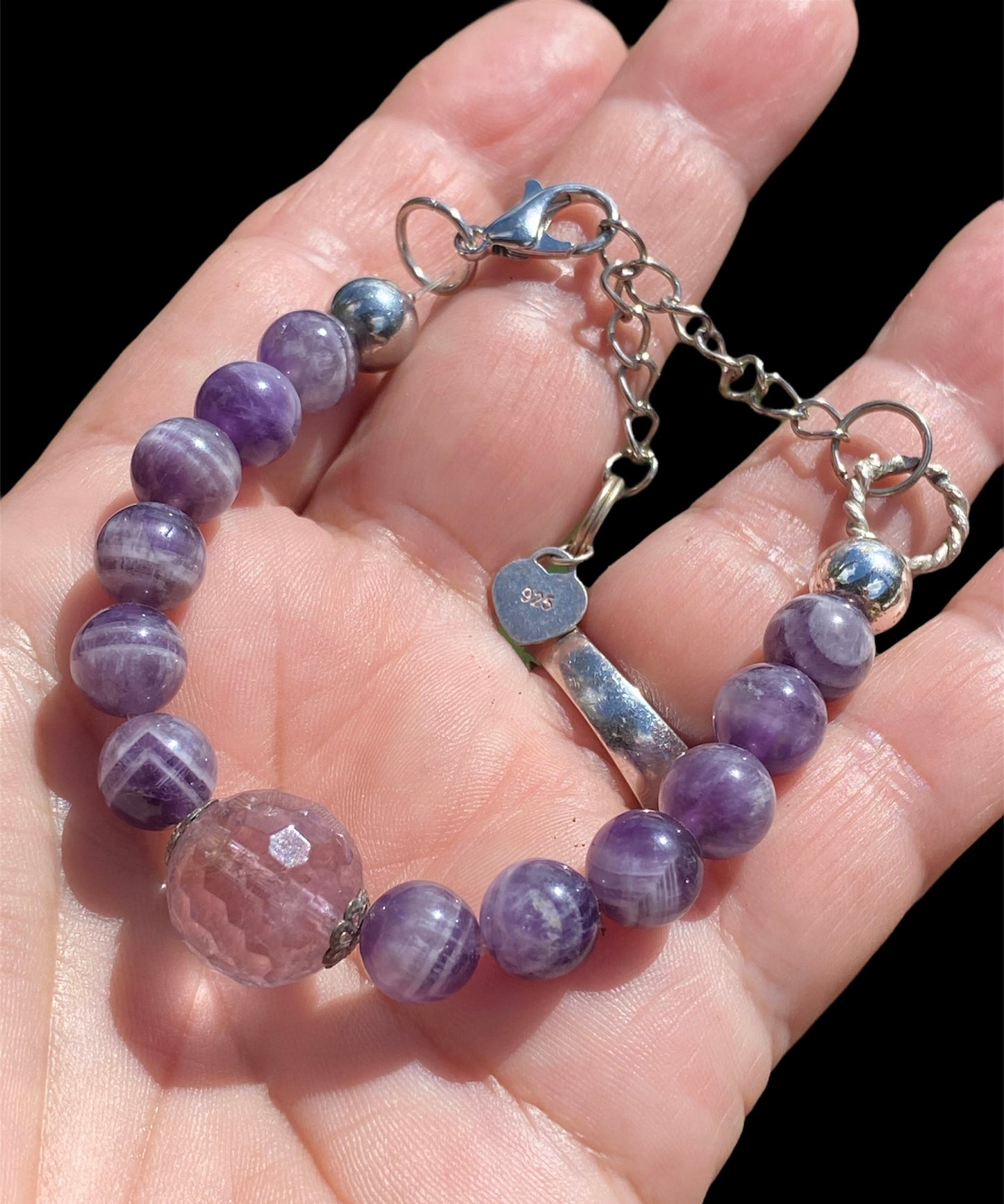 Handcrafted Chevron Amethyst Bracelet