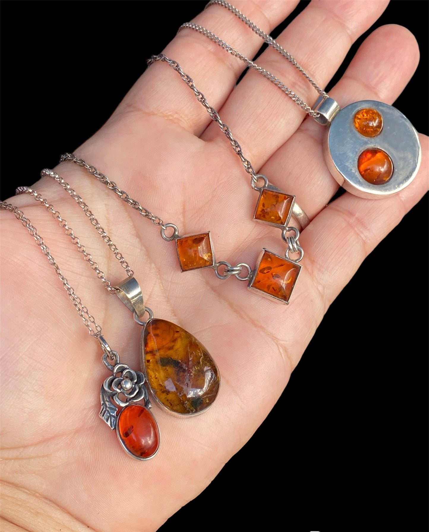 Handmade Vintage Amber Pendants
