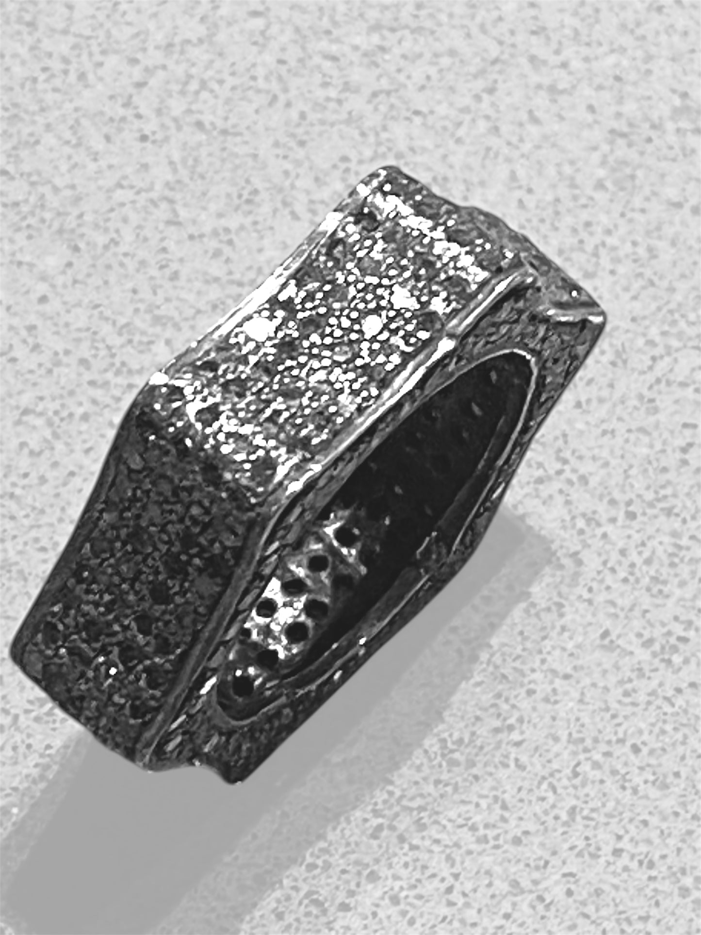 Marcasite Silver, hexagonal Ring