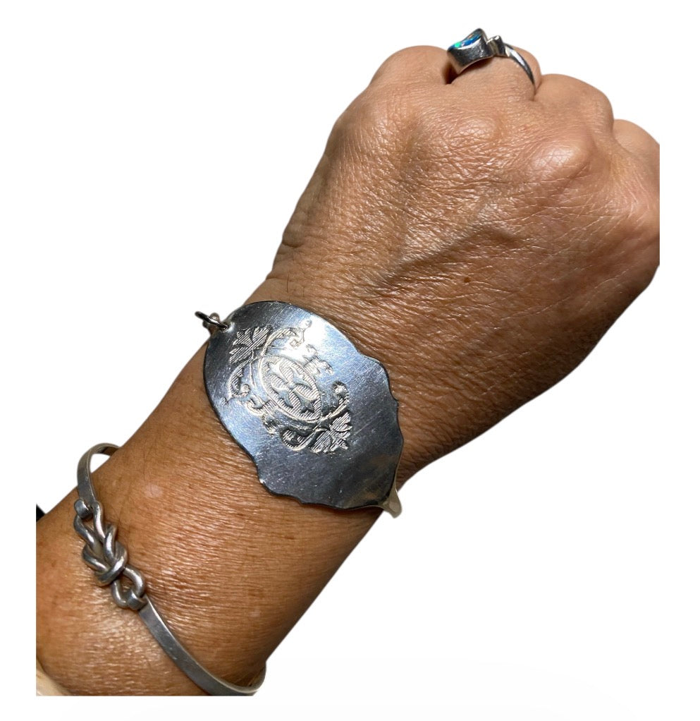 Custom Made Vintage Silver Spoon Cuff Bracelet sold