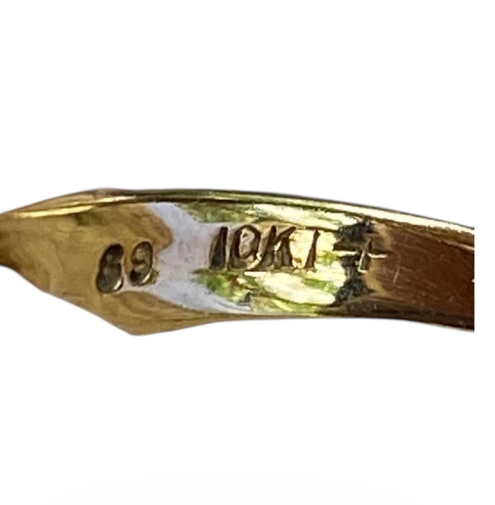 Vintage 10K Gold Tigers Eye Ring with Diamond Accents