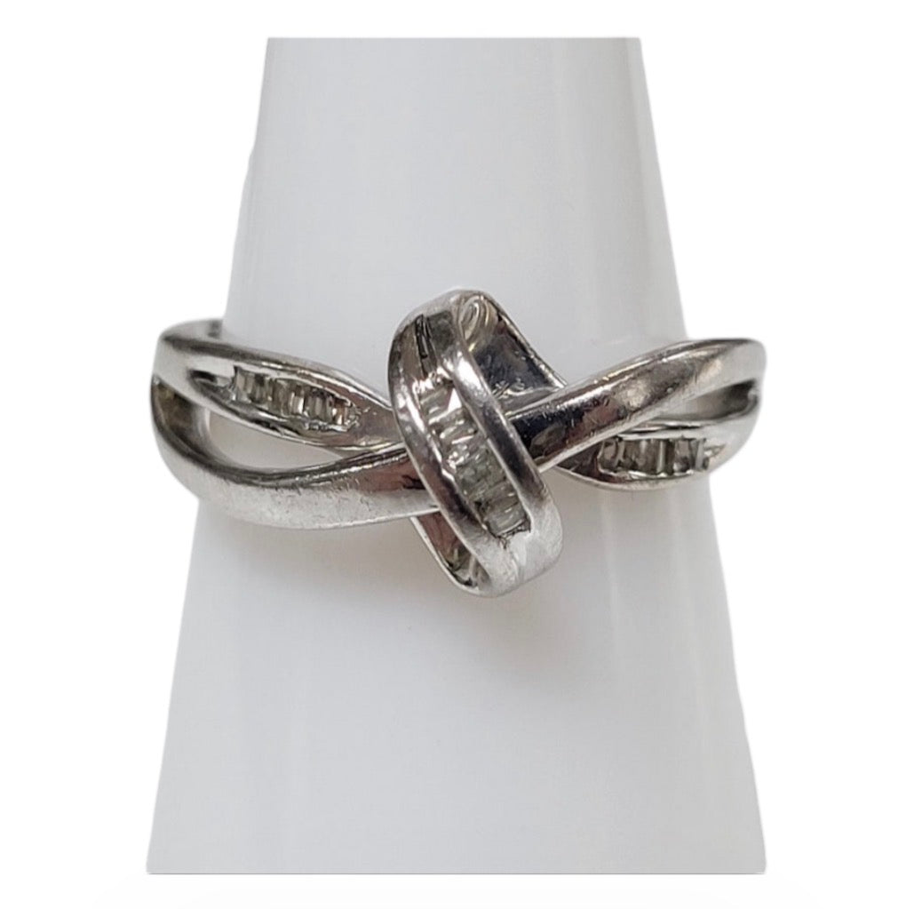Vintage Sterling Silver Diamond Infinity Knot Ring Michael Valitutti NH