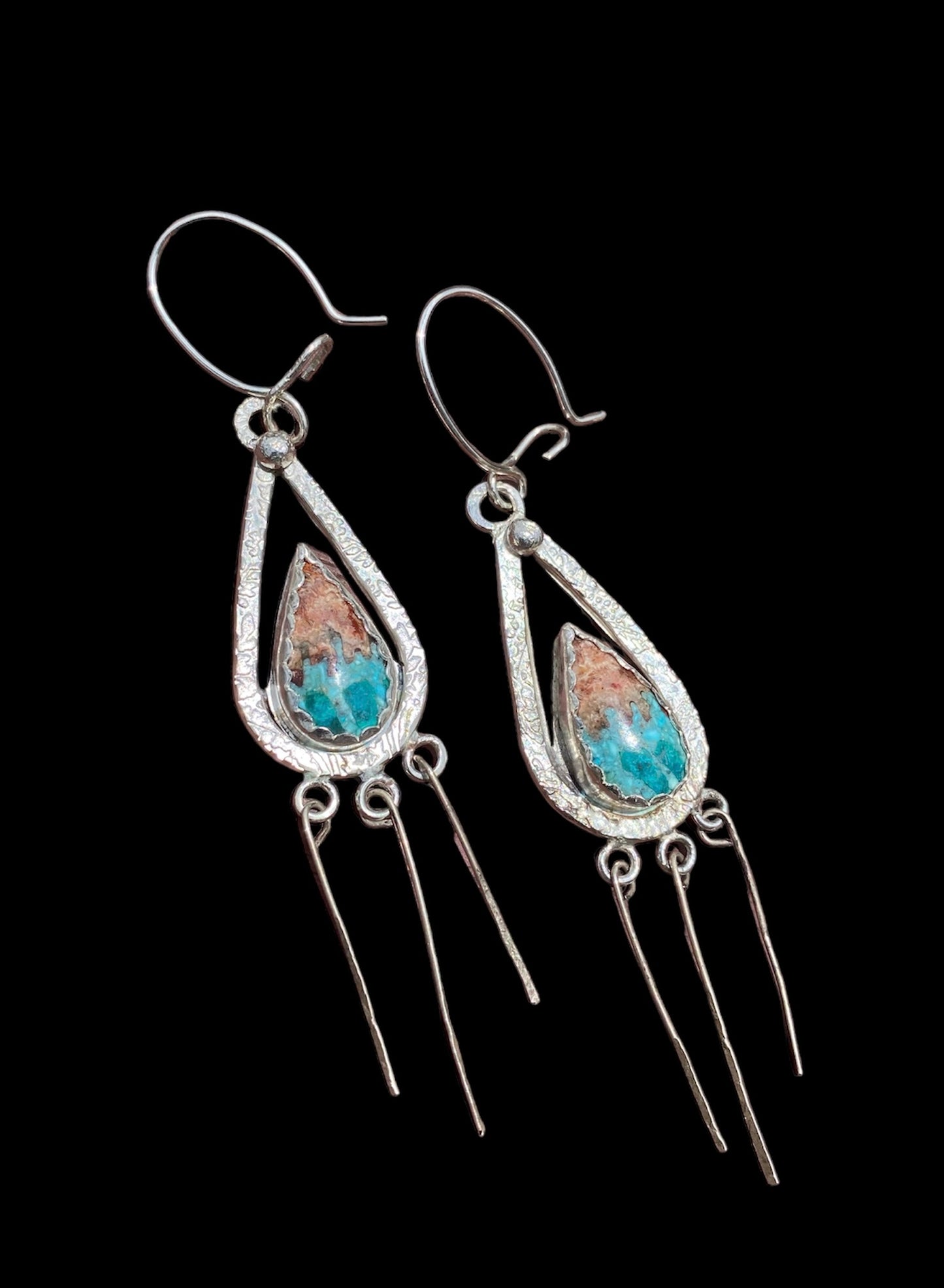 Handmade Bacon Opal & Turquoise Inlay Earrings sold