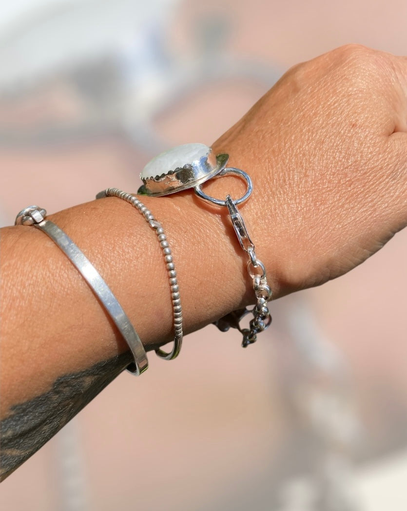 Moonstone Cuff Bracelet Vintage Hildesheimer Rose Teaspoon 835 Silver Handmade Statement Bracelet Australia