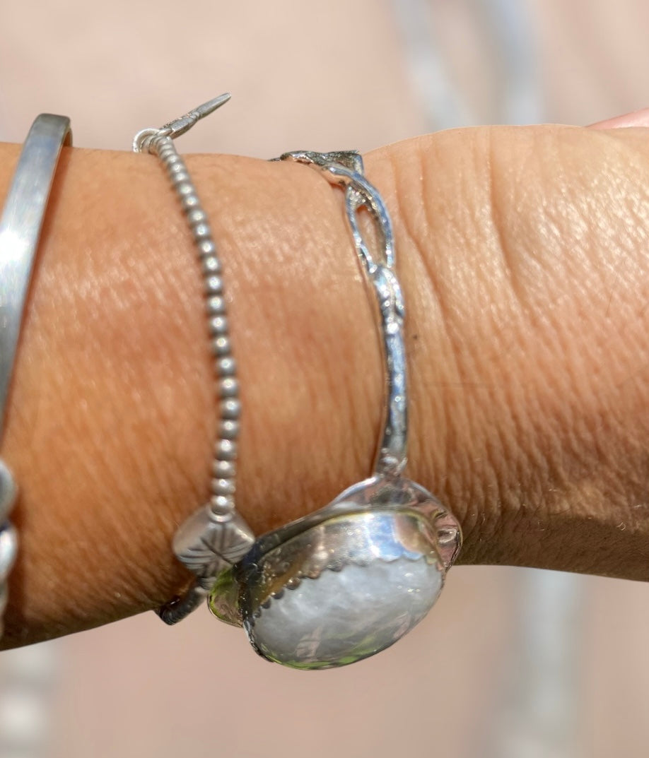 Moonstone Cuff Bracelet Vintage Hildesheimer Rose Teaspoon 835 Silver Handmade Statement Bracelet Australia