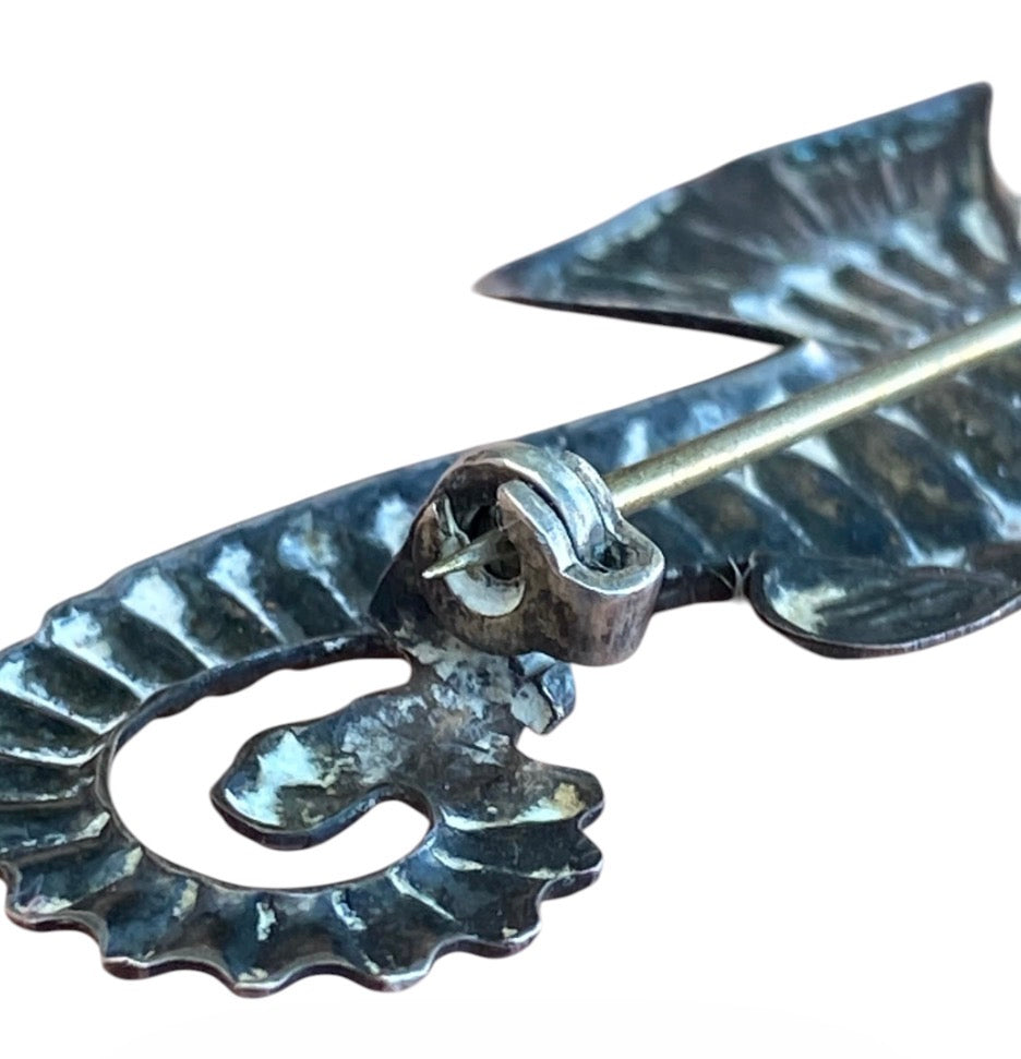 Vintage Sterling Silver Seahorse Brooch Mid Century Nautical Ocean Jewellery
