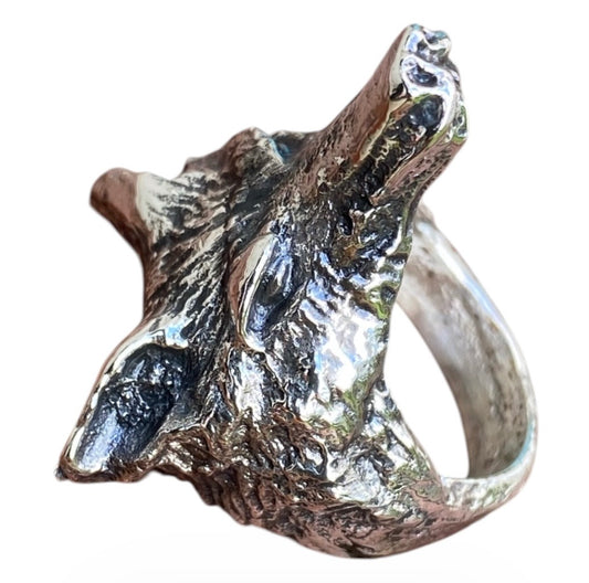 Wolf Spirit Ring One of One Solid Sterling Silver 31.75g Size 9