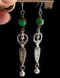 Handcrafted Goddess with Sterling Silver Bells & Gemstone Bead Earrings