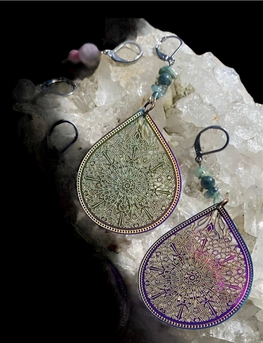 Handcrafted Mandala Earrings with Gemstones