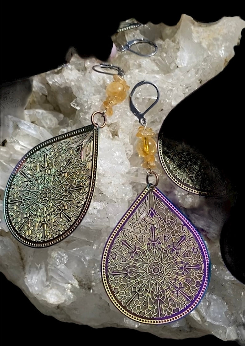 Handcrafted Mandala Earrings with Gemstones