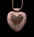 Handmade Moss Agate Heart Copper Pendant