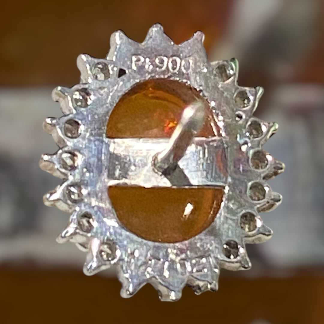 Mexican Fire Opal & Diamond Platinum Tie Pin