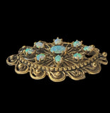 Victorian Etruscan Revival 14K Yellow Gold and Opal Brooch