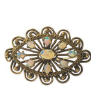Victorian Etruscan Revival 14K Yellow Gold and Opal Brooch