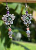 Lotus, Super Seven and Green Chariot bead Earrings