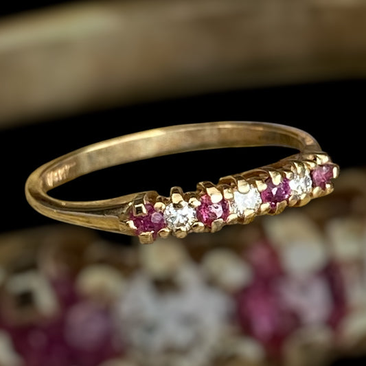 Vintage 14k Gold Ruby and Diamond Ring sold