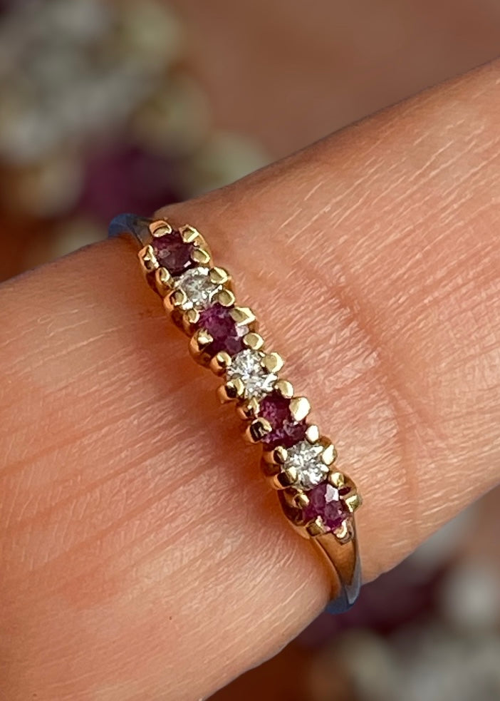 Vintage 14k Gold Ruby and Diamond Ring sold
