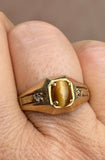 Vintage Tiger Eye & Diamond 10k Gold Ring