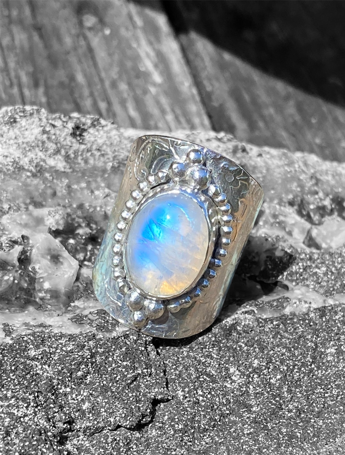 Handmade Rainbow Moonstone Ring sold