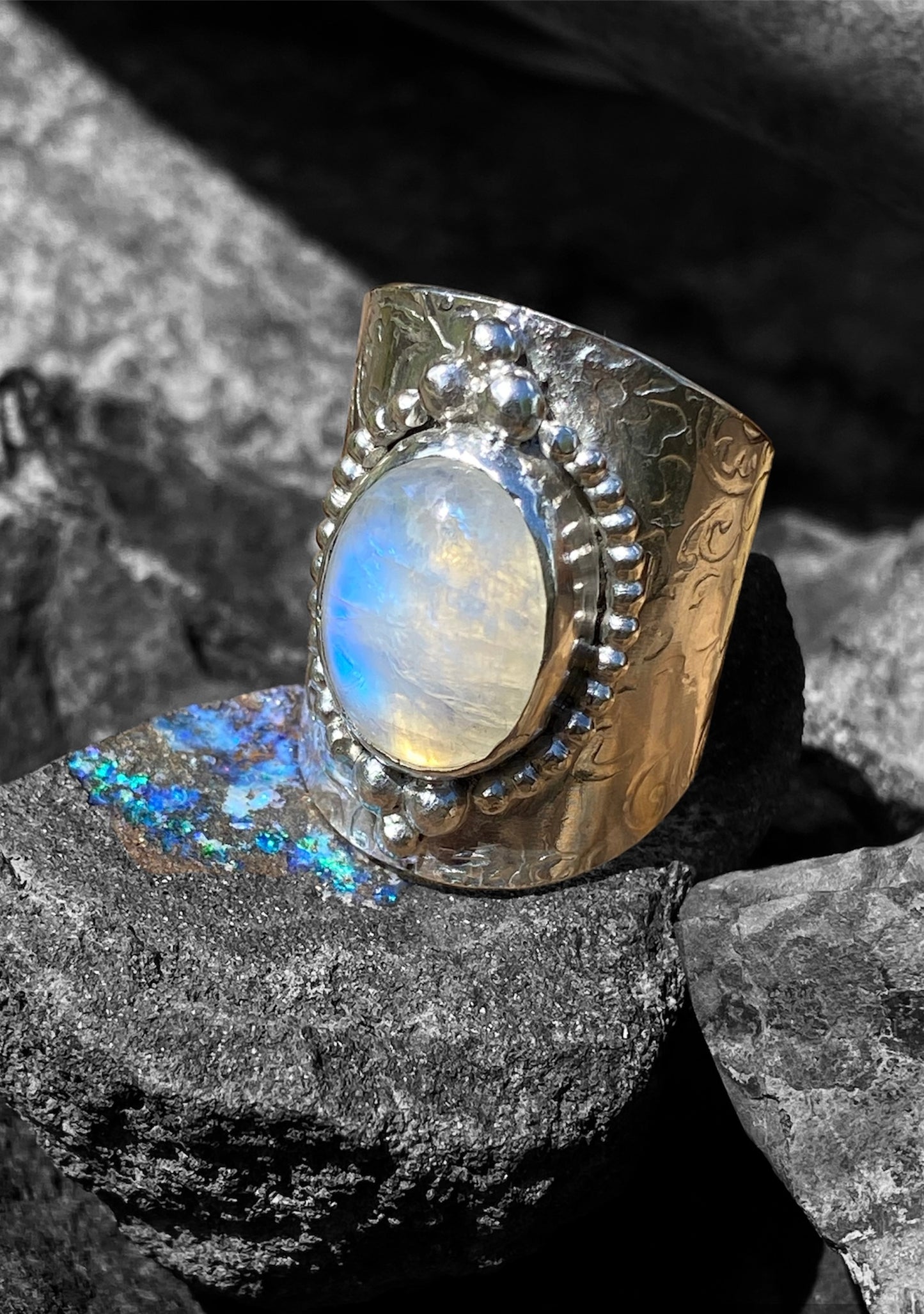Handmade Rainbow Moonstone Ring sold