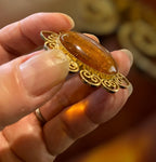 Vintage Oval Amber Brooch