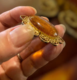 Vintage Oval Amber Brooch