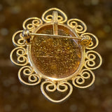 Vintage Oval Amber Brooch