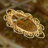 Vintage Oval Amber Brooch