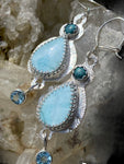 Handmade Larimar, Turquoise and Blue Topaz Earrings