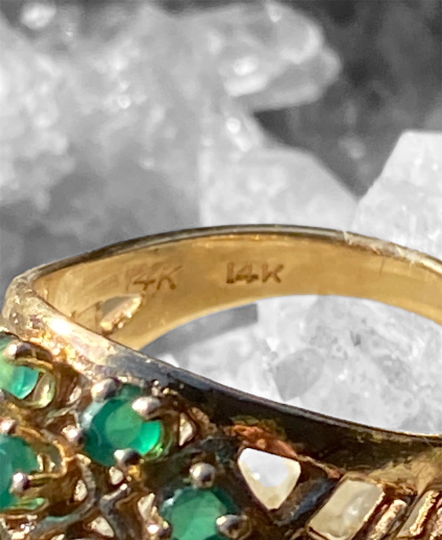 Yellow Gold Emerald Cluster Cocktail Dome Ring - 14k Round 2.55ctw Latticework