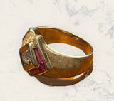 Vintage 10k Yellow Gold Diamond and Ruby ring