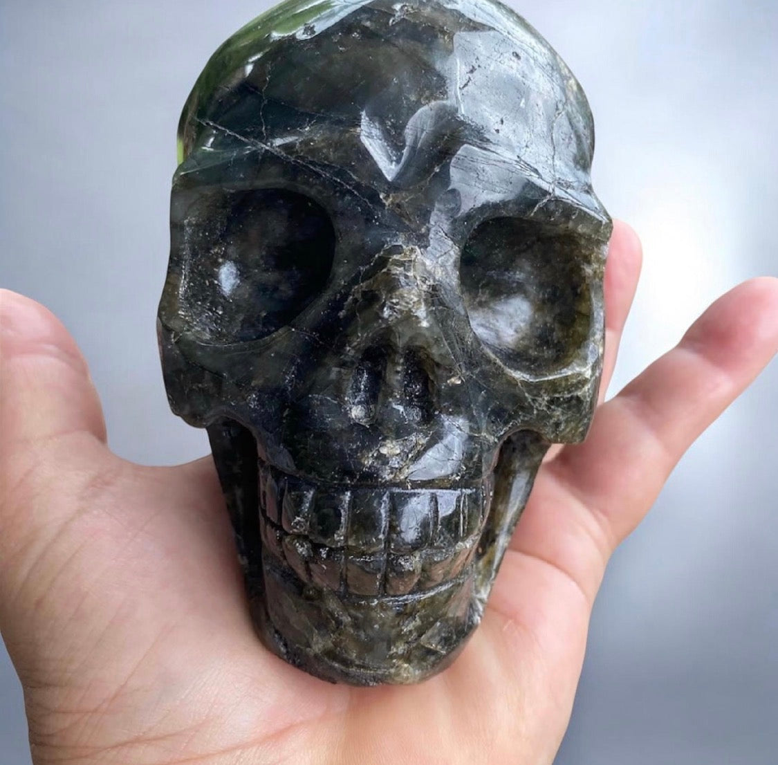 Large Labradorite Skull Blue Flash Crystal 1.09kg Curio Collector Piece