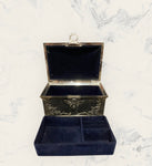 Silver Plated double layer blue velvet Jewellery Box