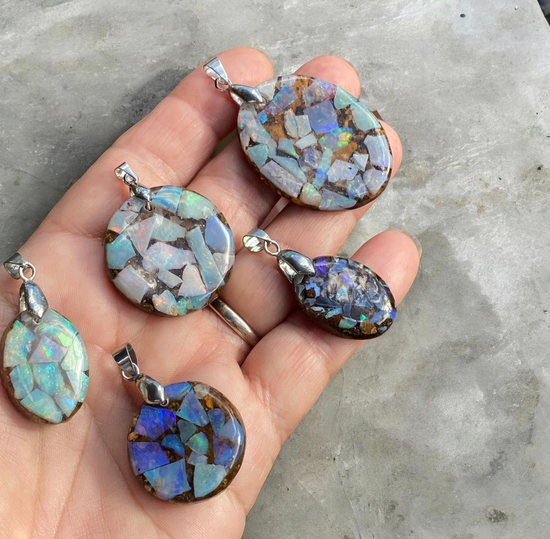 Outback Light Oval Large Australian Opal Inlay Pendant