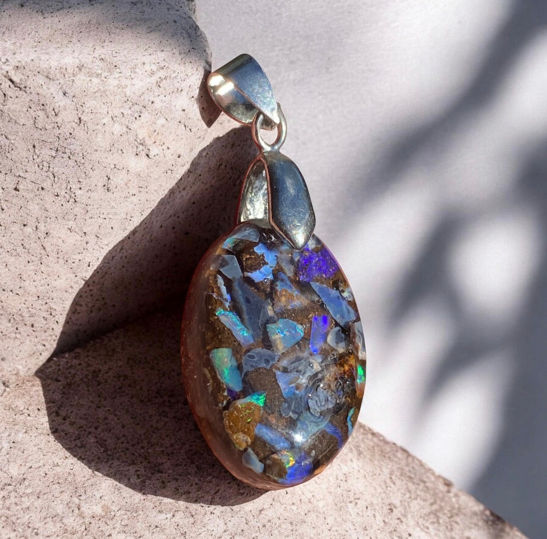 Outback Sky Oval Small Australian Opal Inlay Pendant