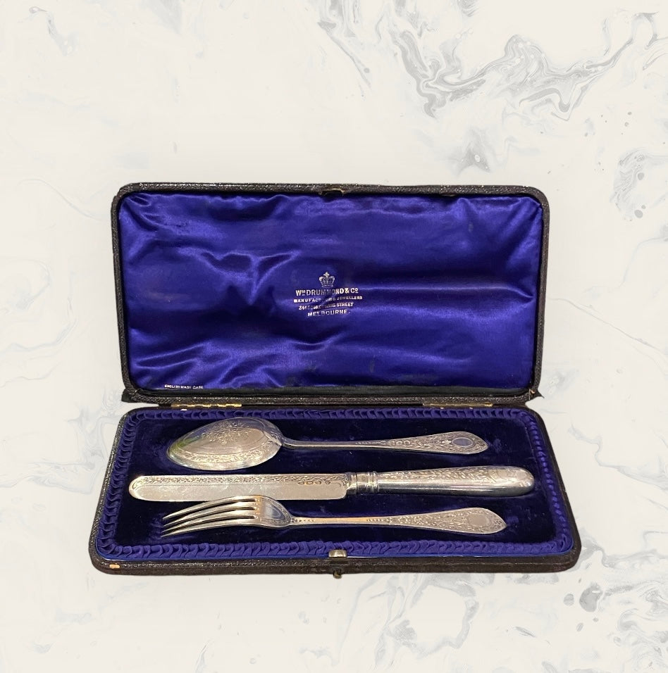 Antique Sterling Silver Christening Set