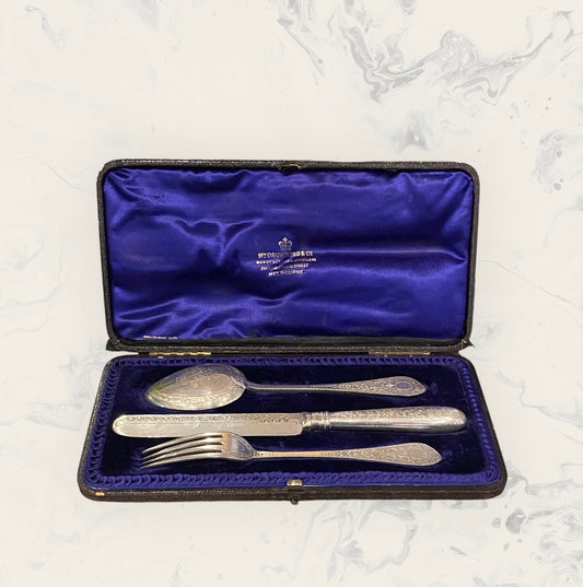 Antique Sterling Silver Christening Set