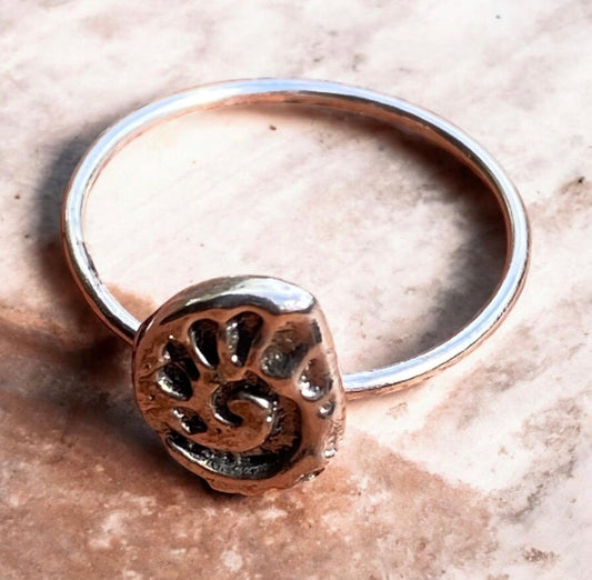 Sterling Silver Mini Ammonite Ring Size 6.5 Sand Cast
