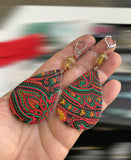 Handcrafted faux leather paisley print Earrings