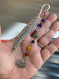 Handcrafted Antique Silver Bookmark with Chakra Beads