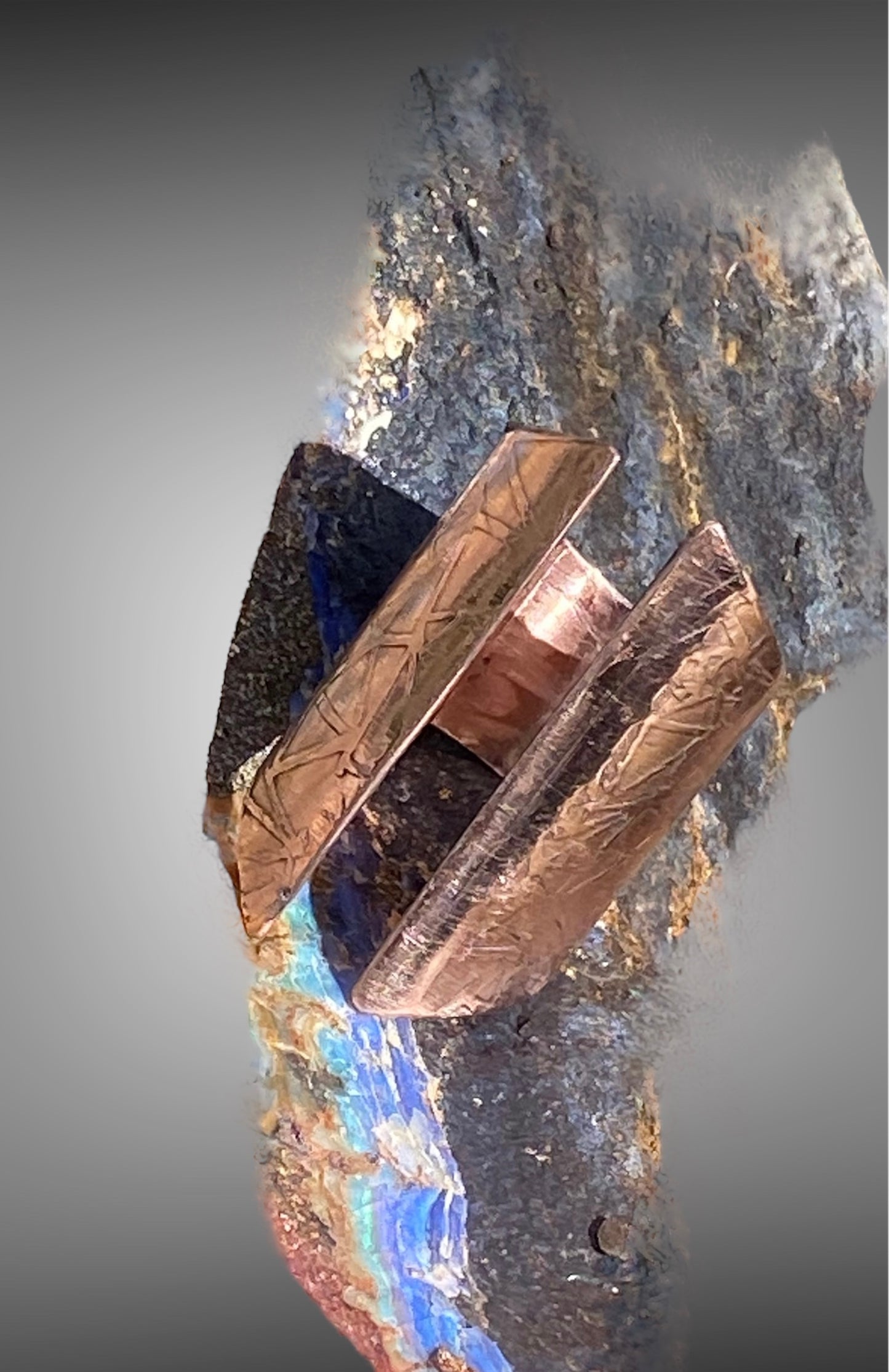 Handmade Copper Viking Textured Ring
