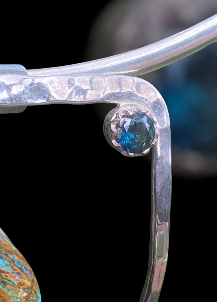 Handmade Yowah Opal & Australian Sapphire Sterling Silver Pendant