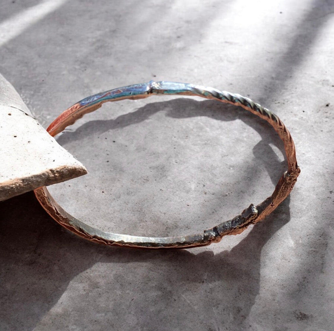 Handcrafted Organic Sterling Silver Bangle from Reclaimed Silver