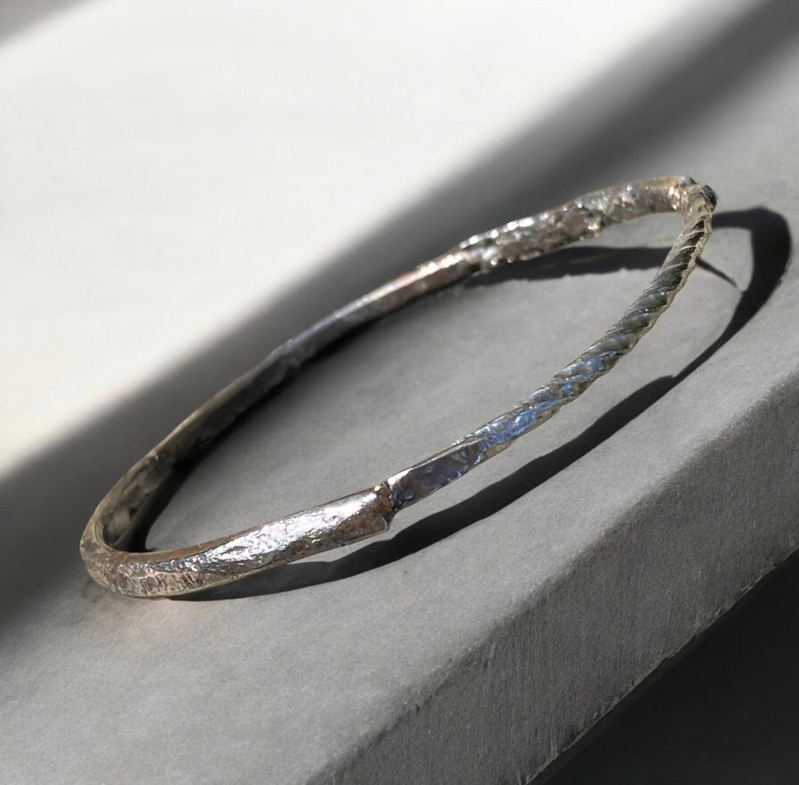 Handcrafted Organic Sterling Silver Bangle from Reclaimed Silver