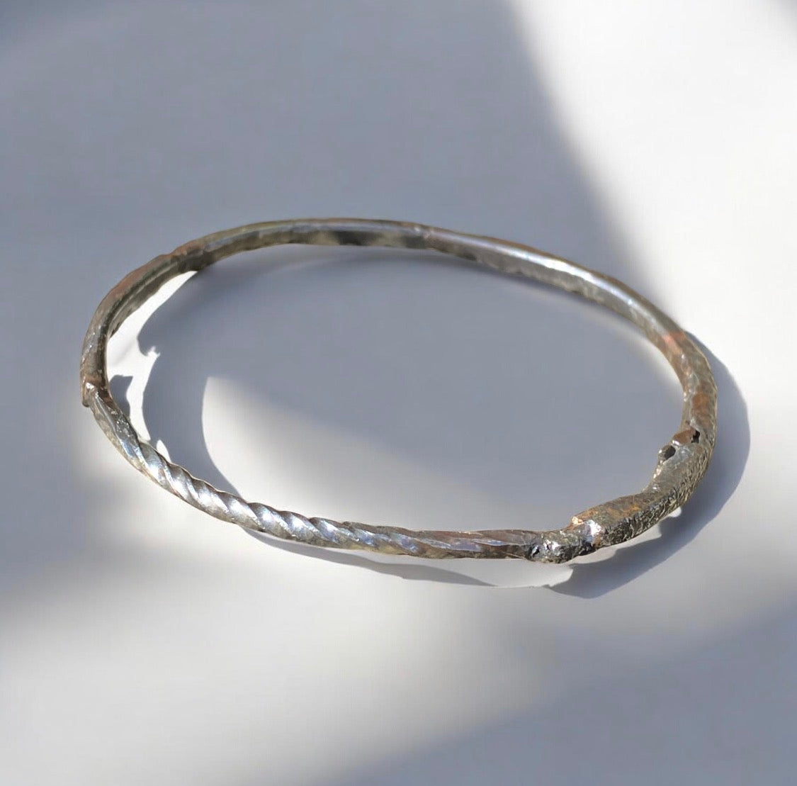 Handcrafted Organic Sterling Silver Bangle from Reclaimed Silver