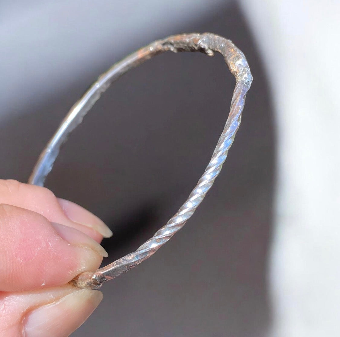 Handcrafted Organic Sterling Silver Bangle from Reclaimed Silver