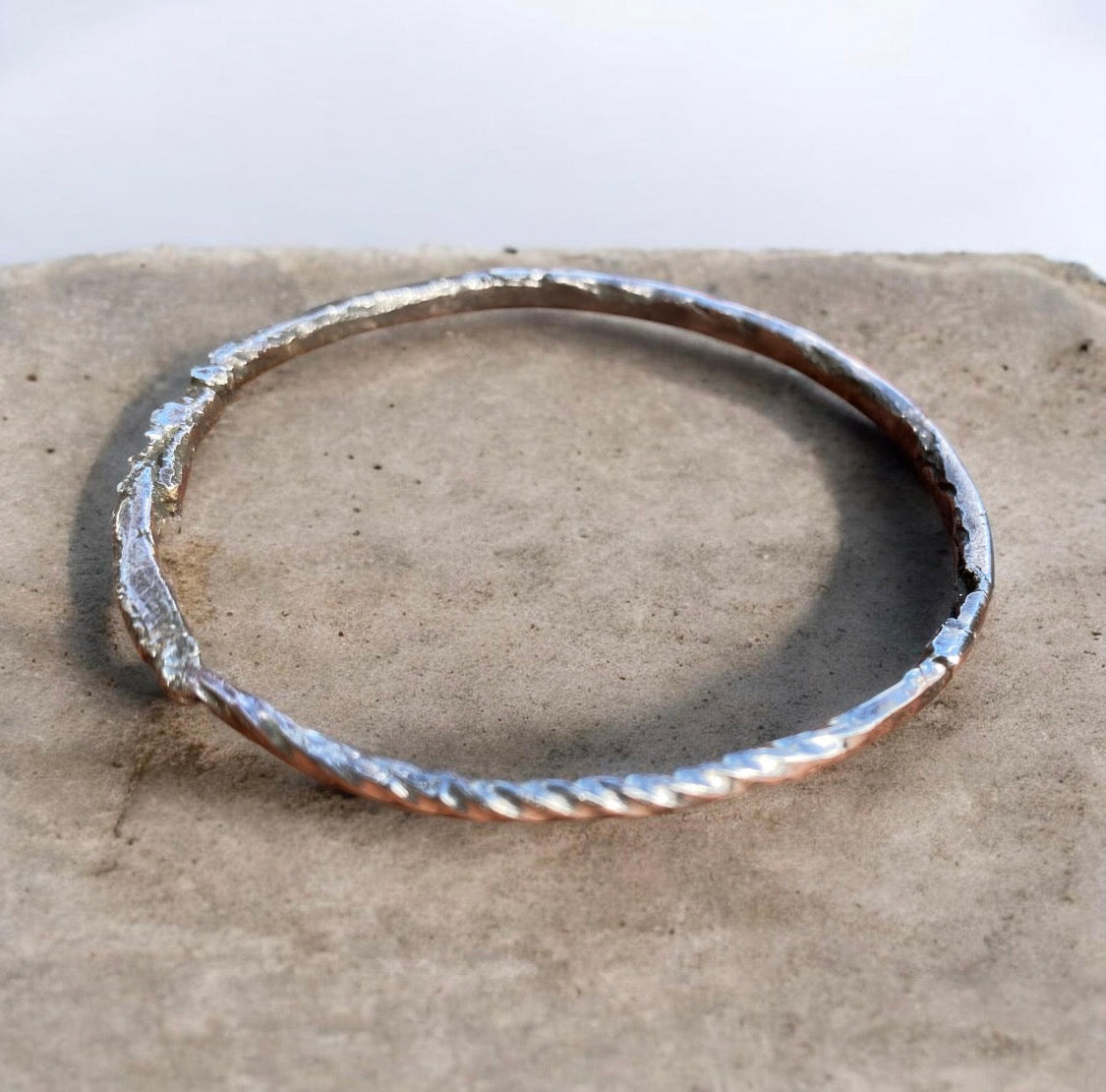 Handcrafted Organic Sterling Silver Bangle from Reclaimed Silver