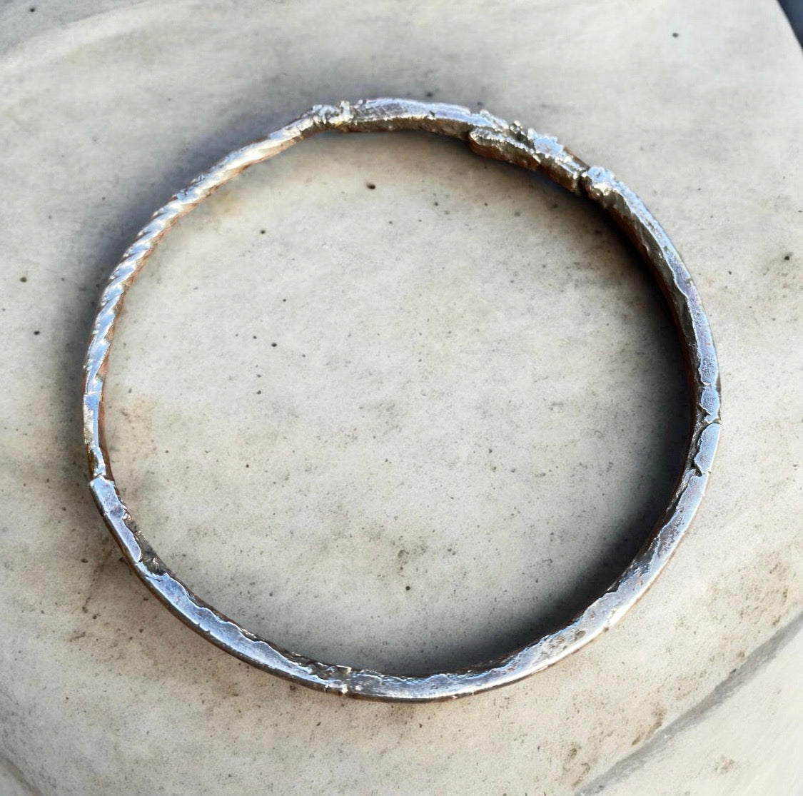 Handcrafted Organic Sterling Silver Bangle from Reclaimed Silver