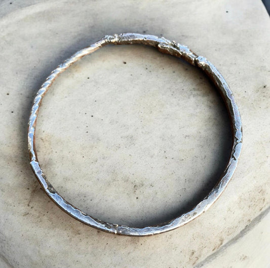 Handcrafted Organic Sterling Silver Bangle from Reclaimed Silver