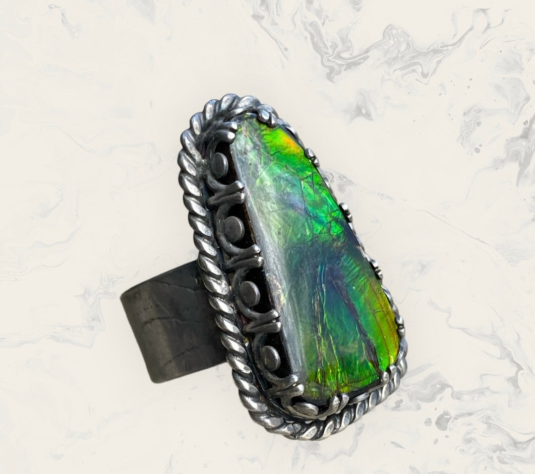 Handmade Ammolite Ring